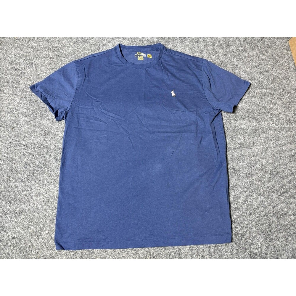 Polo Ralph Lauren Shirt Mens M Blue Short Sleeve Crew Neck Pink Pony Tee Tagless